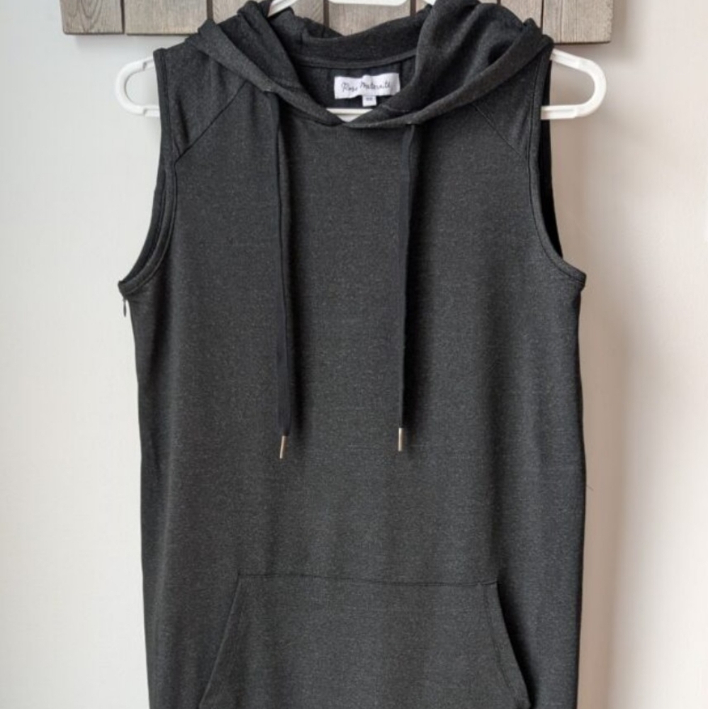 Rose Maternité dark Gray Sleeveless Hoodie Dress